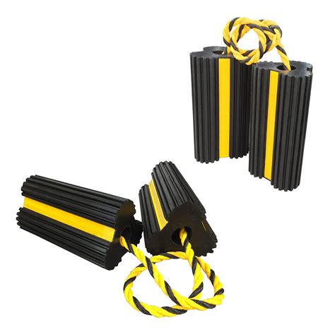 dual yellow wheel chocks with skid steer|rubber wheel chocks for rv.